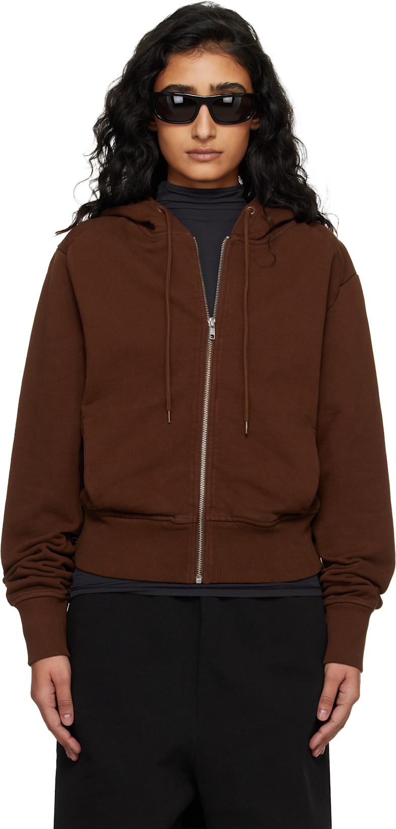 Brown Slim Zip Up Hoodie by ENTIRE STUDIOS