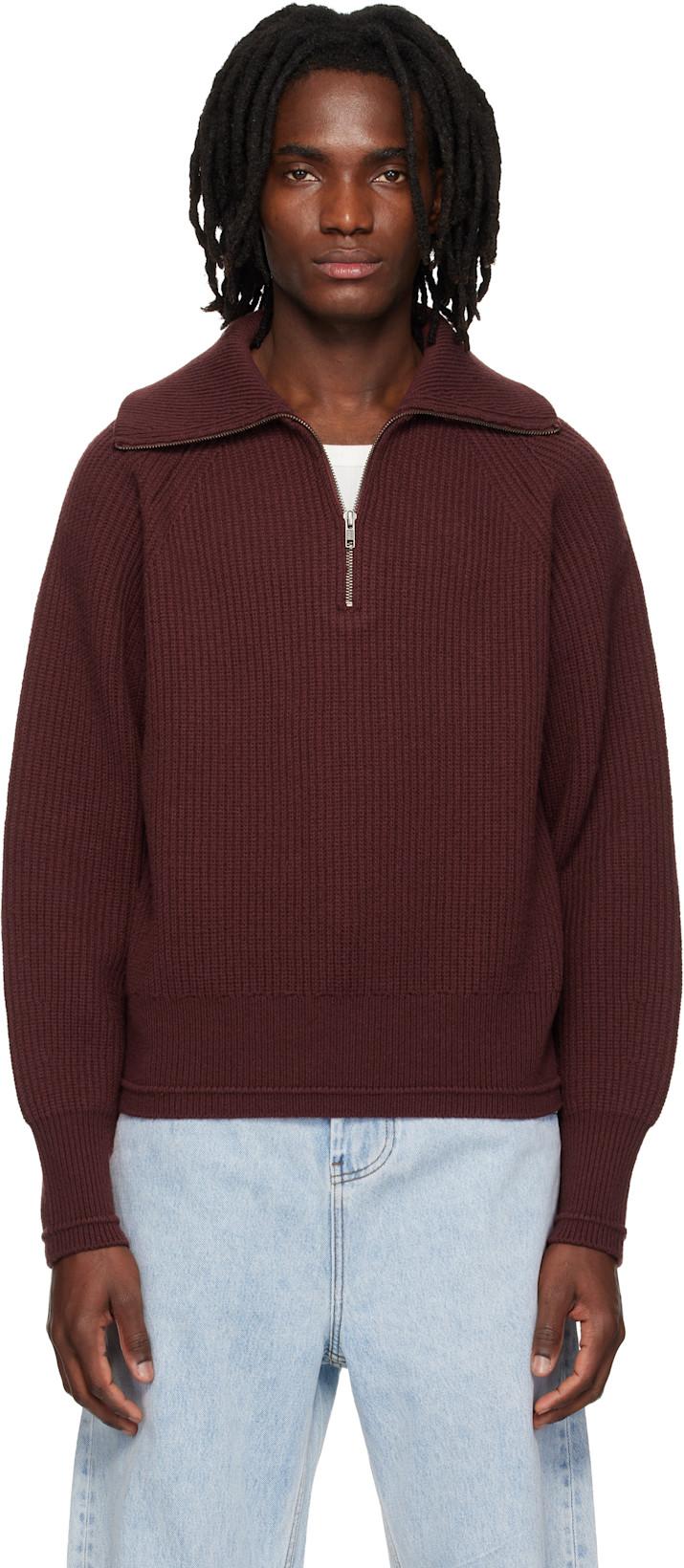 Burgundy Blimp Quarter Zip Sweater by ENTIRE STUDIOS