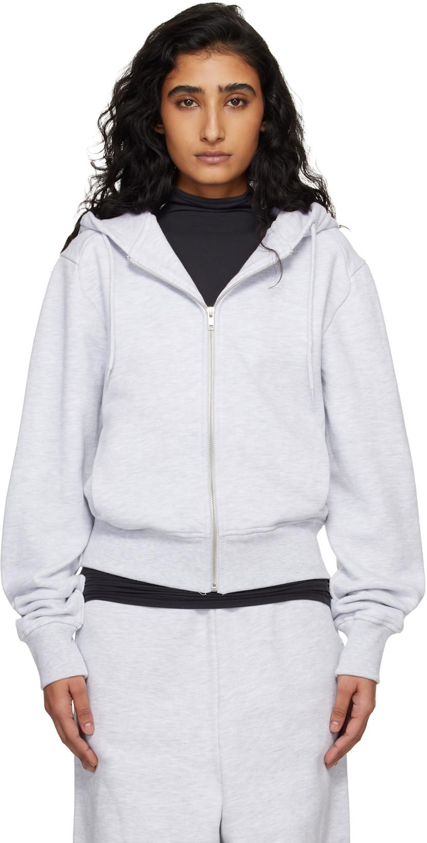 Gray Slim Zip Up Hoodie by ENTIRE STUDIOS