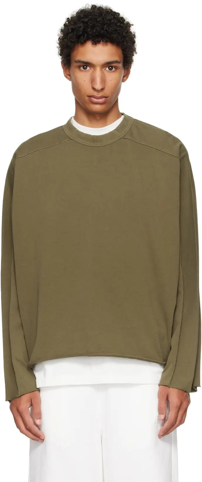 Khaki Heavy Long Sleeve T-shirt by ENTIRE STUDIOS