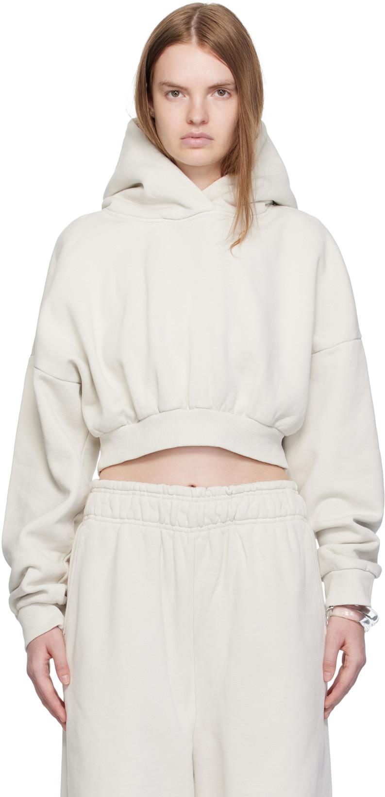 Off-White Cropped Heavy Hoodie by ENTIRE STUDIOS
