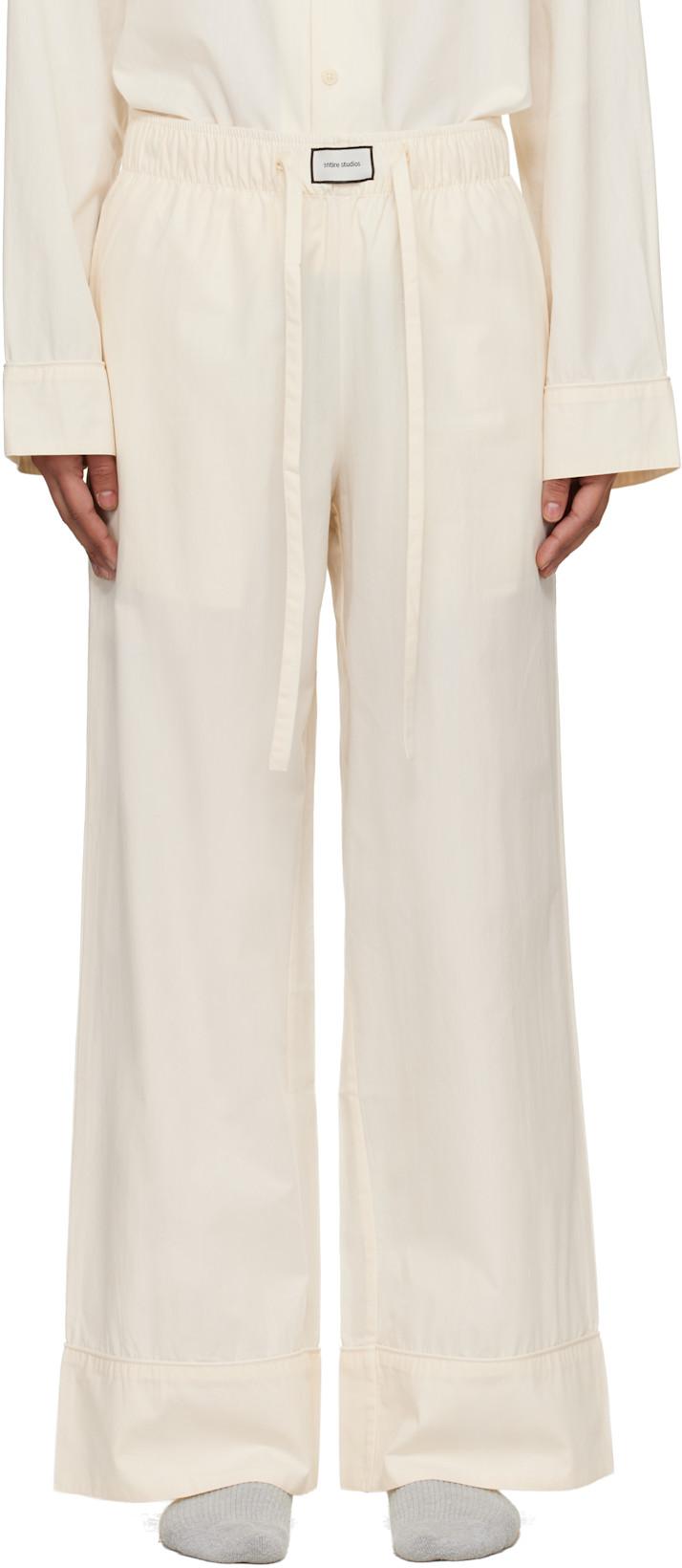 Off-White Pajama Lounge Pants by ENTIRE STUDIOS