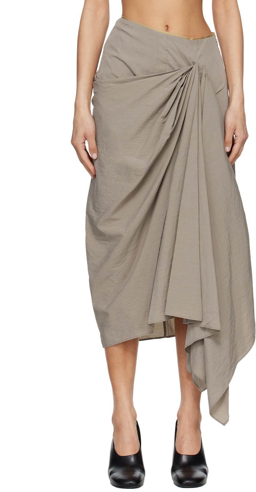 Taupe Fleur Midi Skirt by ENTIRE STUDIOS