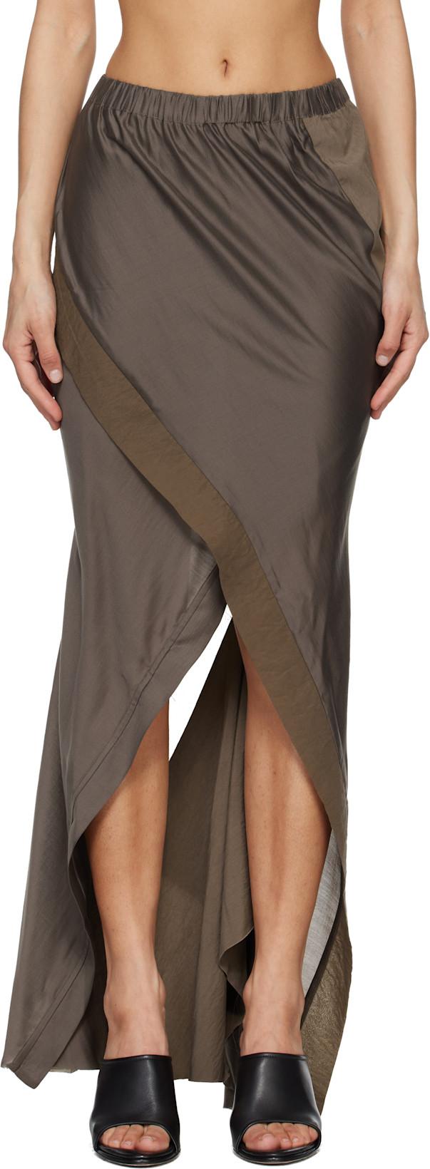 Taupe Fluid Midi Skirt by ENTIRE STUDIOS
