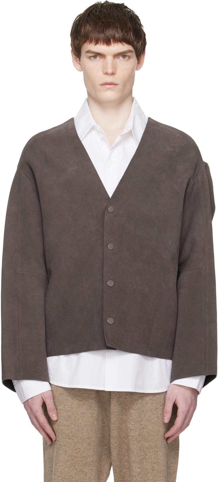 Taupe Minimal Suede Jacket by ENTIRE STUDIOS