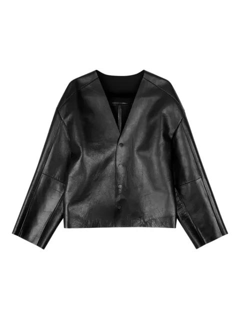V-neck leather jacket by ENTIRE STUDIOS