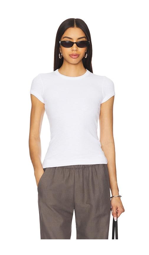 Enza Costa Cap Sleeve Crew Tee in White by ENZA COSTA