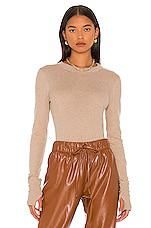 Enza Costa Cashmere Easy Cuffed Crew in Beige by ENZA COSTA