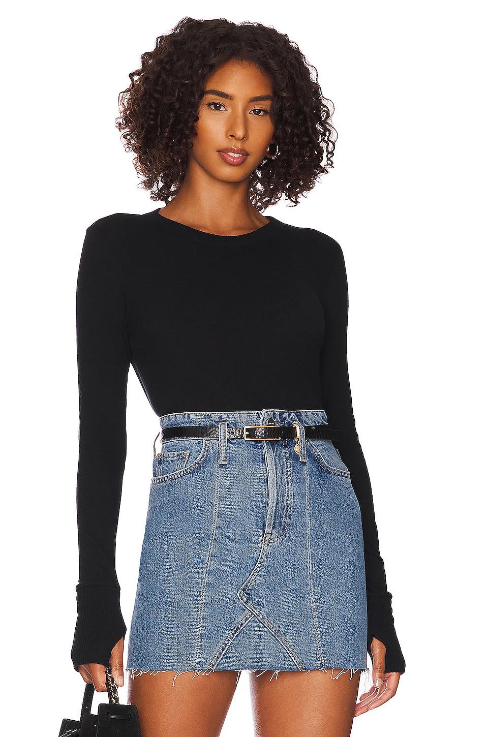 Enza Costa Cashmere Easy Cuffed Crew in Black by ENZA COSTA