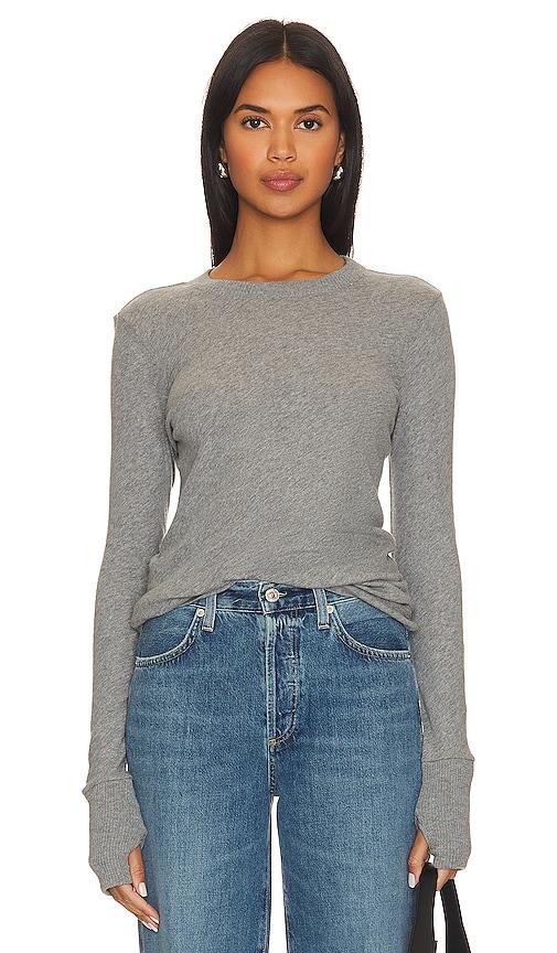 Enza Costa Cashmere Easy Cuffed Crew in Grey by ENZA COSTA