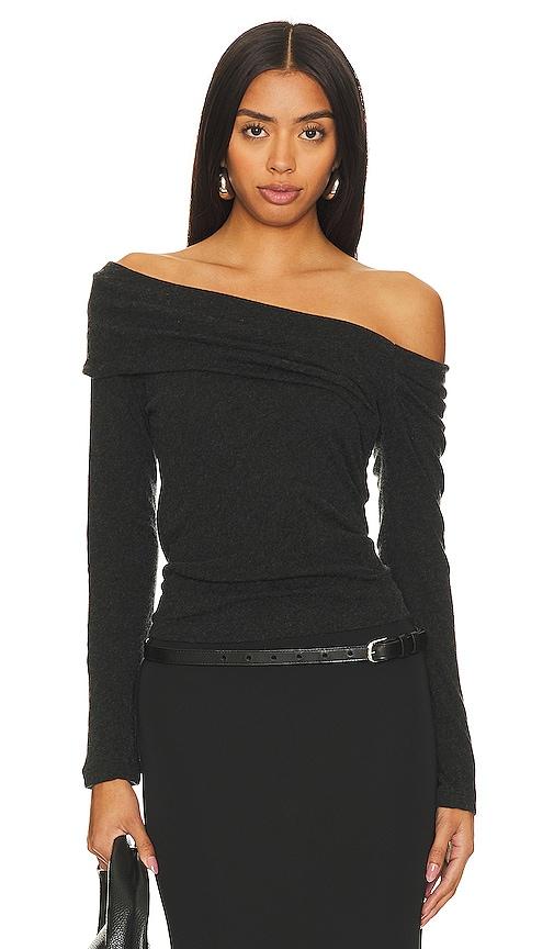 Enza Costa Cashmere One-shoulder Top in Charcoal by ENZA COSTA