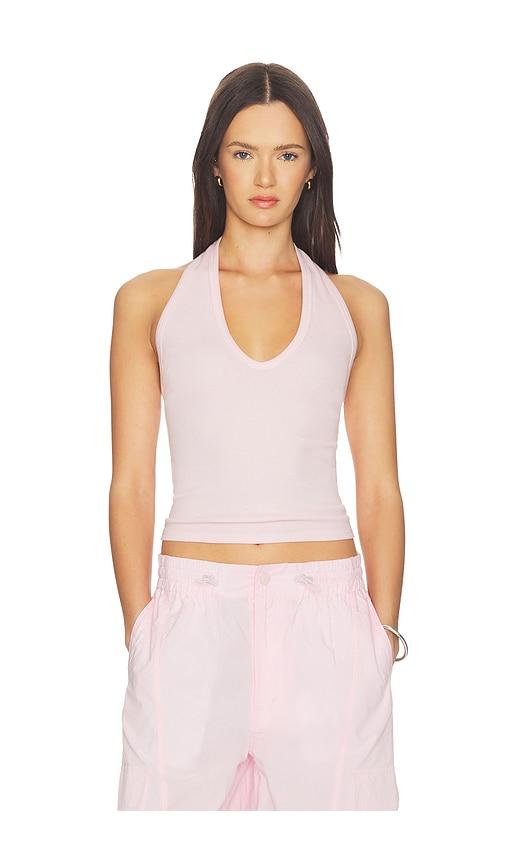Enza Costa Cotton Rib U Halter in Rose by ENZA COSTA