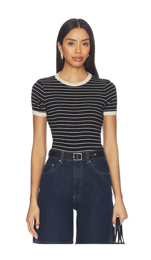 Enza Costa Cotton Stripe Classic Short Sleeve Tee in Black by ENZA COSTA