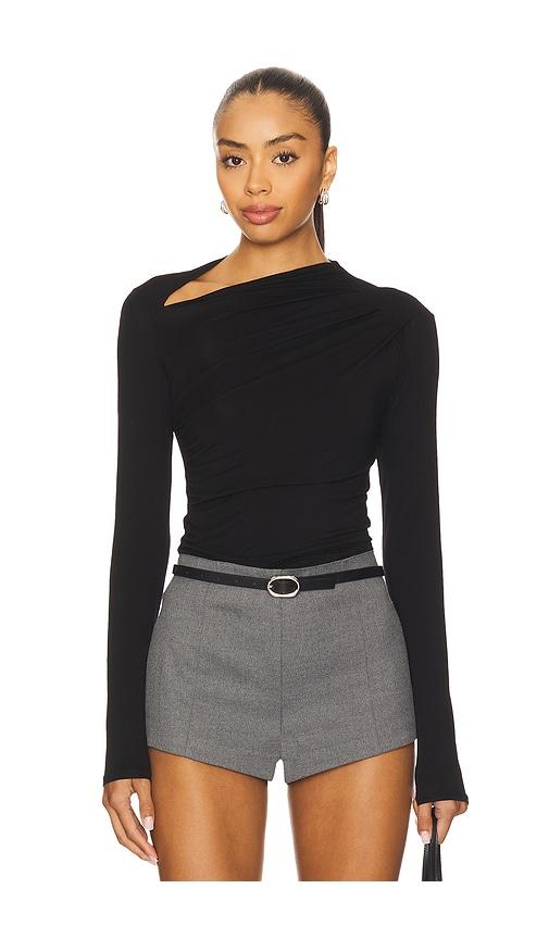 Enza Costa Fluid Jersey Slash Top in Black by ENZA COSTA