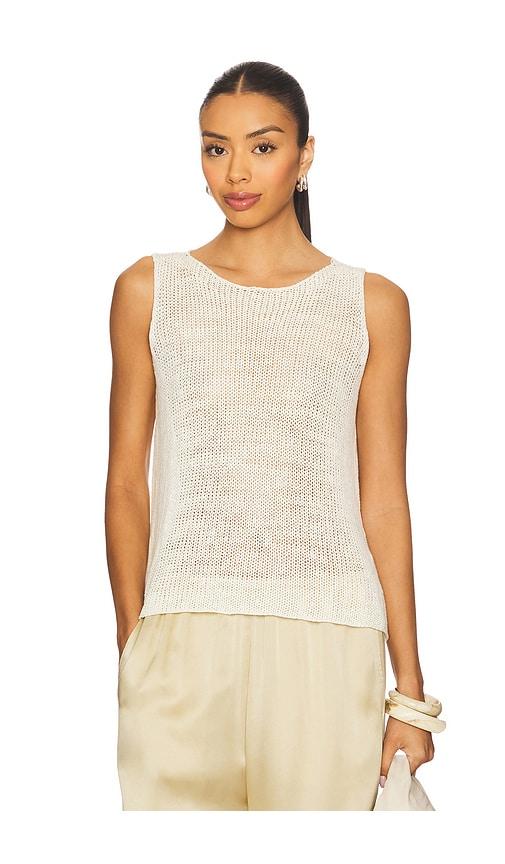 Enza Costa Linen Open Knit Tank Top in Beige by ENZA COSTA