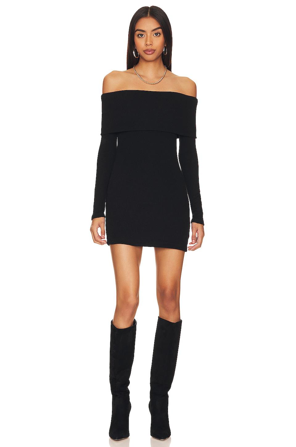 Enza Costa Off-shoulder Sweater Mini Dress in Black by ENZA COSTA