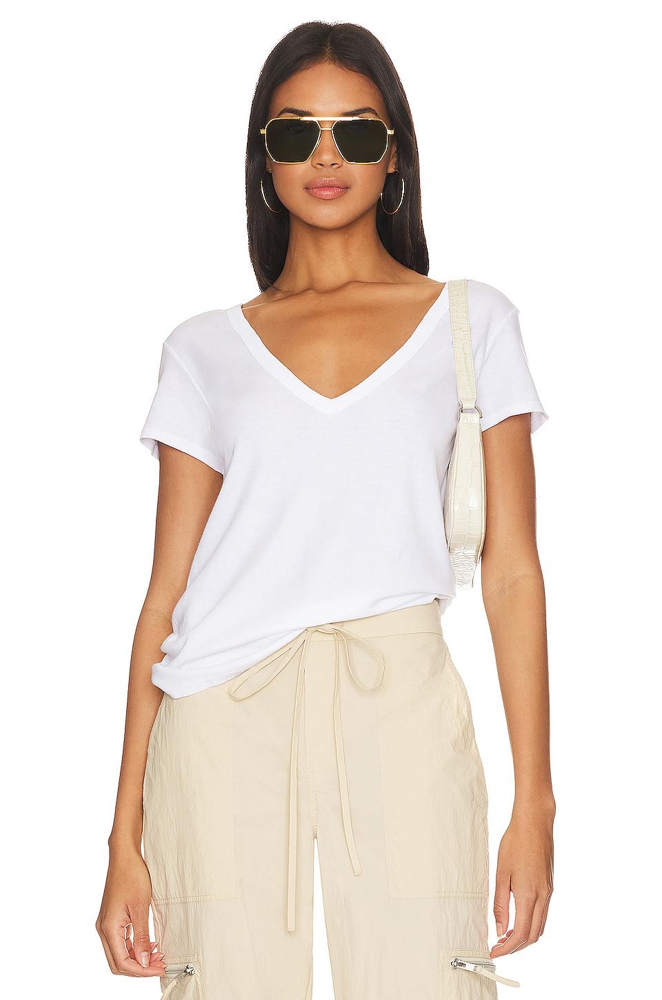 Enza Costa Perfect V Neck Top in White by ENZA COSTA