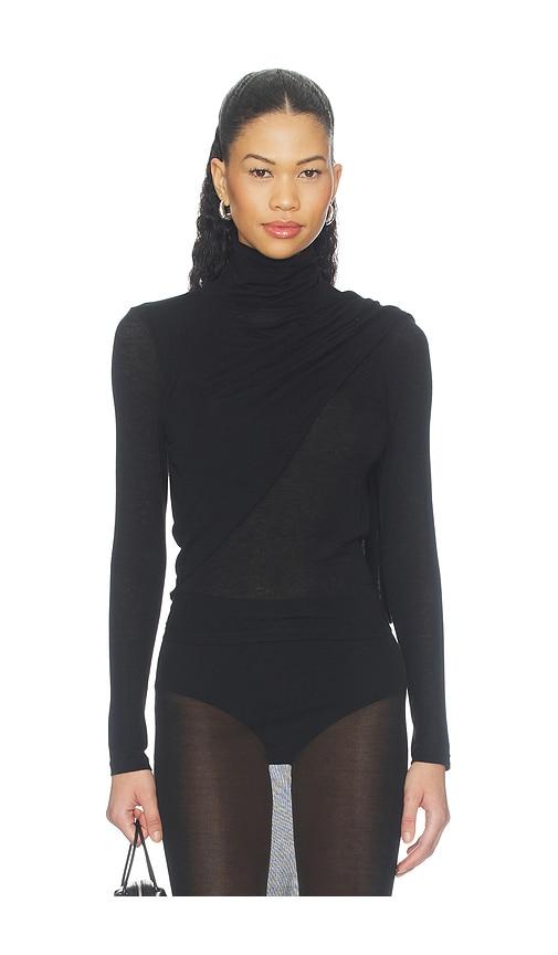 Enza Costa Sheer Cashmere Jersey Bandana Turtleneck in Black by ENZA COSTA