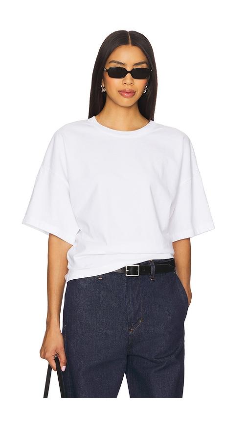 Enza Costa Short Sleeve Supima Curve Tee in White by ENZA COSTA