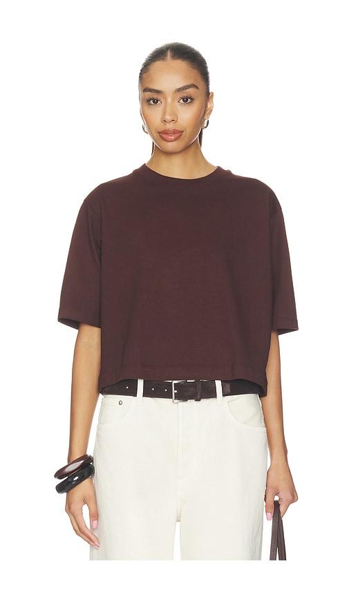 Enza Costa Short Sleeve Supima Structured Tee in Chocolate by ENZA COSTA