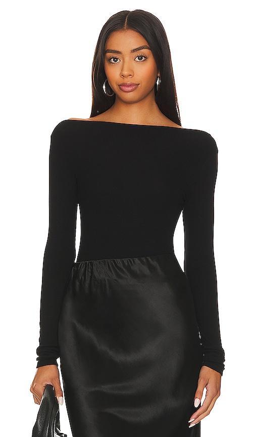 Enza Costa Silk Knit Boat Neck Top in Black by ENZA COSTA