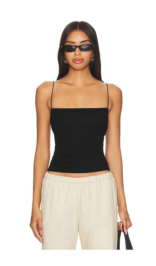 Enza Costa Silk Knit Strappy Essential Tank in Black by ENZA COSTA