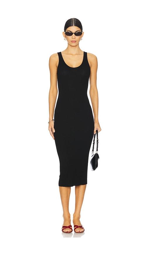 Enza Costa Silk Knit Tank Midi Dress in Black by ENZA COSTA