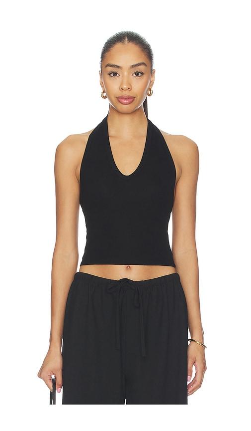 Enza Costa Silk Rib U Halter in Black by ENZA COSTA