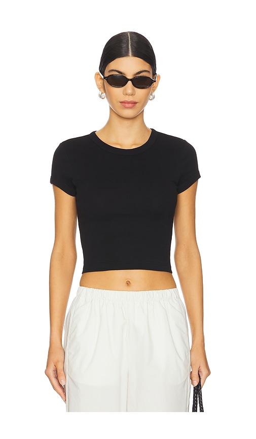 Enza Costa Supima Baby Cropped Tee in Black by ENZA COSTA