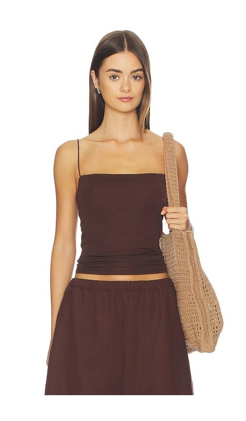 Enza Costa Supima Cotton Essential Strappy Tank in Chocolate by ENZA COSTA