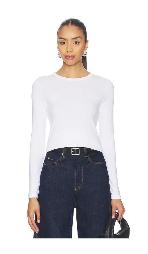 Enza Costa Supima Long Sleeve Tee in White by ENZA COSTA