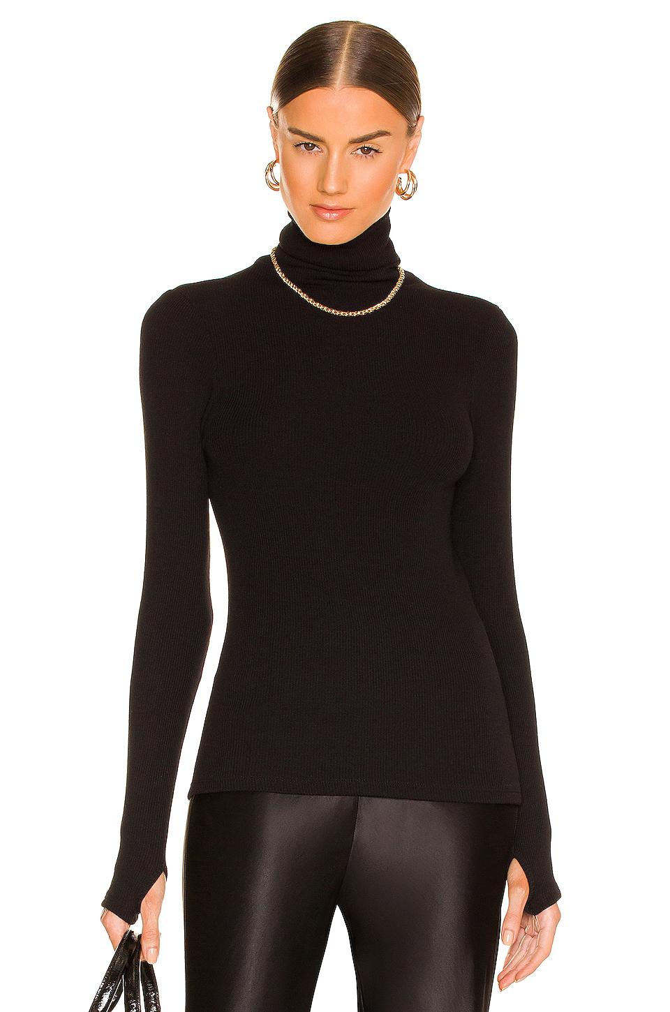 Enza Costa Sweater Knit Long Sleeve Turtleneck in Black by ENZA COSTA