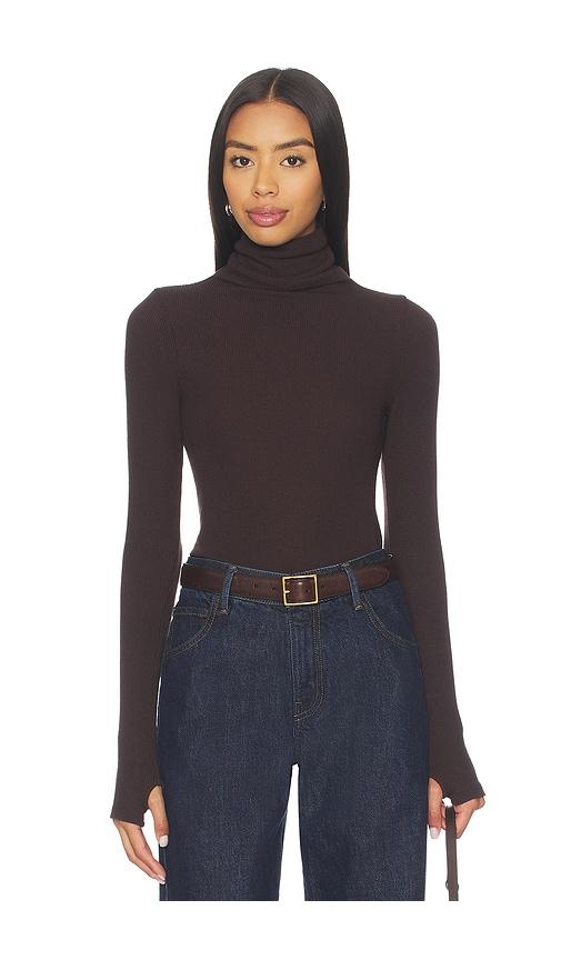 Enza Costa Sweater Knit Turtleneck Top in Chocolate by ENZA COSTA