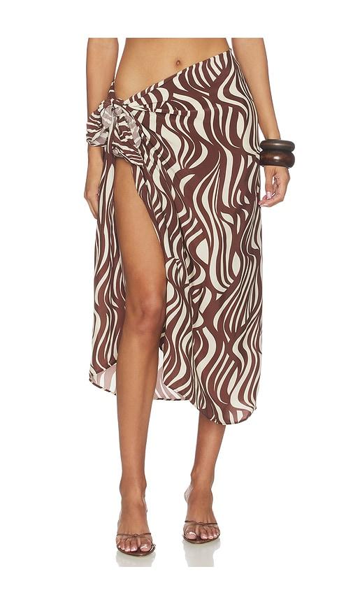 Enza Costa Wave Print Sarong in Brown by ENZA COSTA
