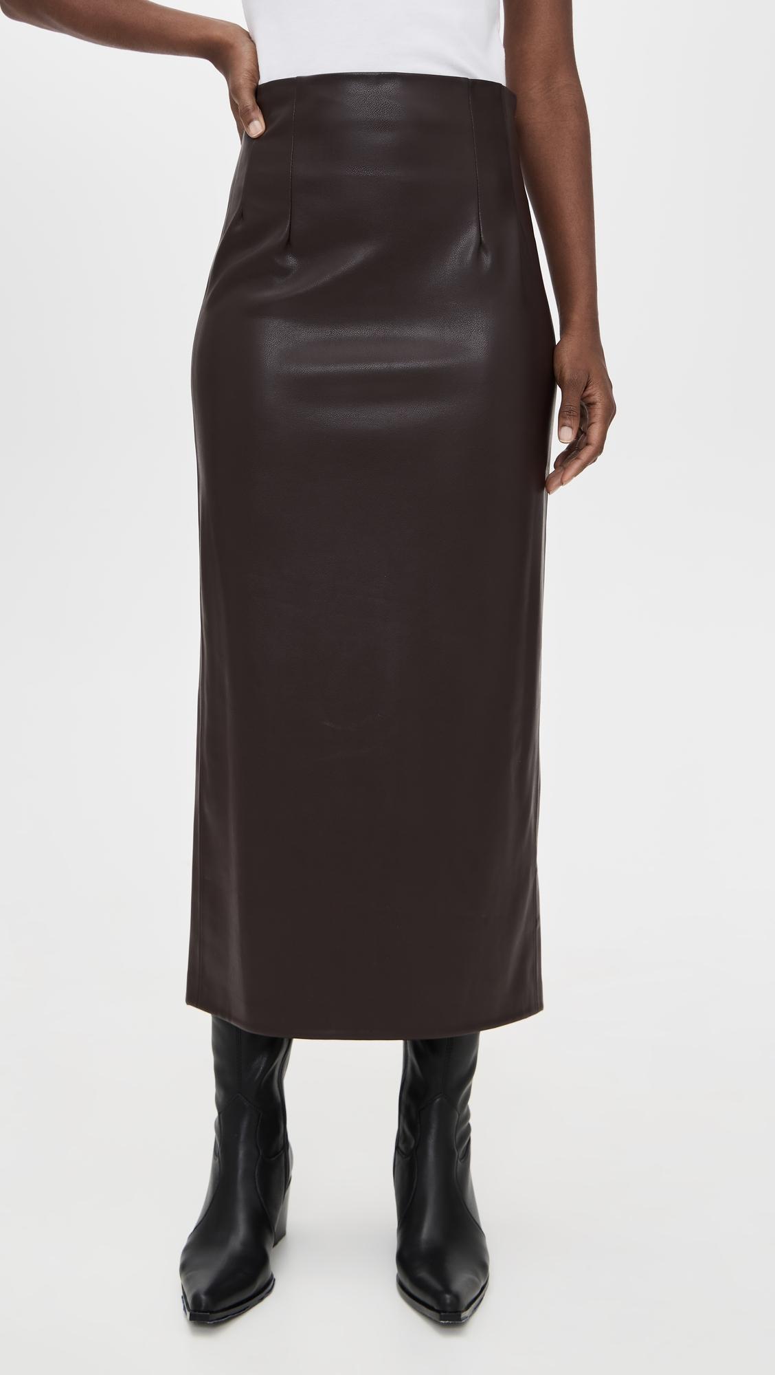 Faux Leather Hi-Waist Curve Skirt by ENZA COSTA