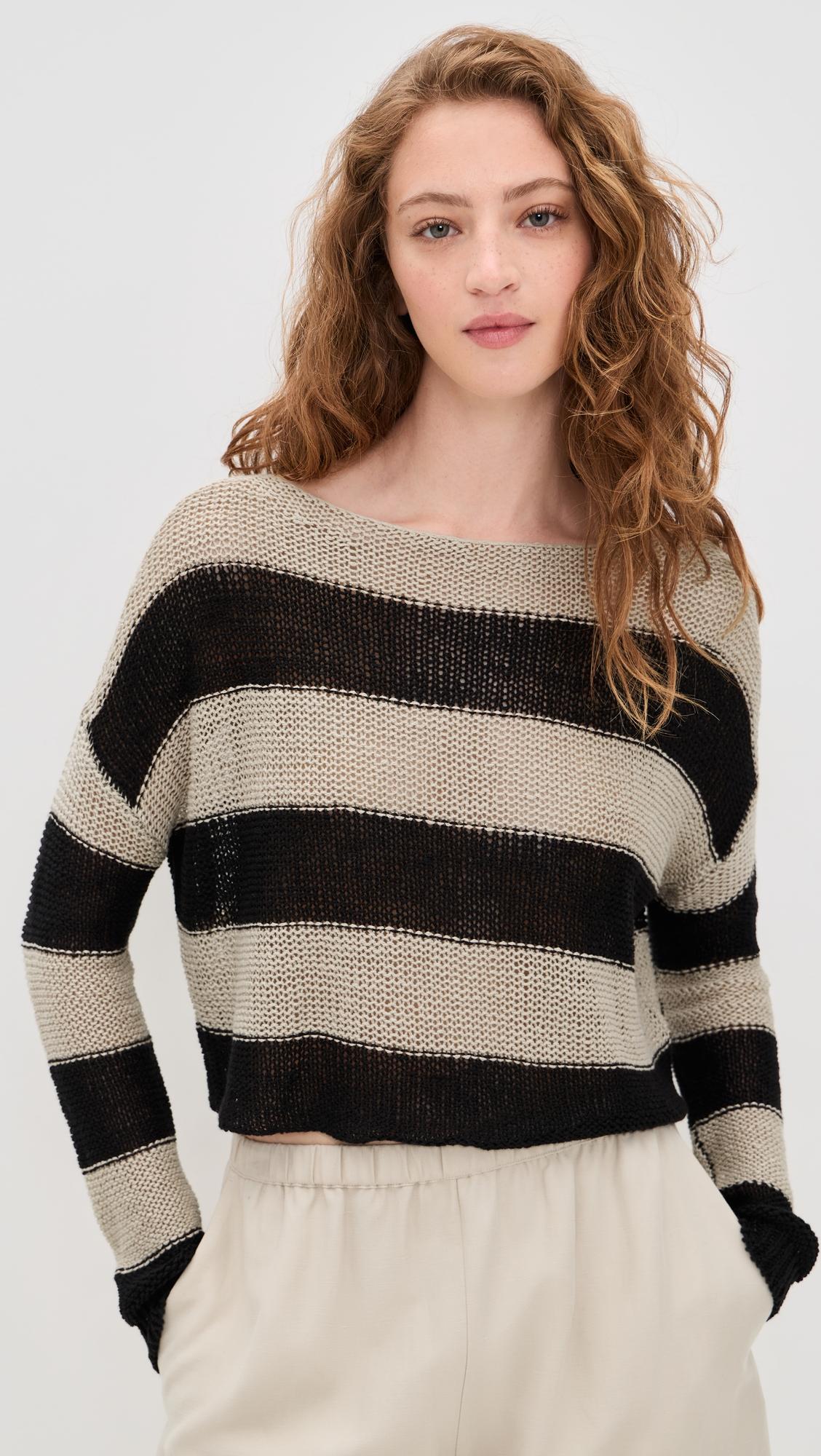 Stripe Linen Bateau Sweater by ENZA COSTA