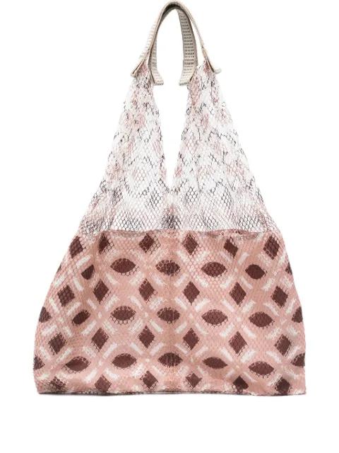 mesh-panel geometric-pattern shoulder bag by EPICE