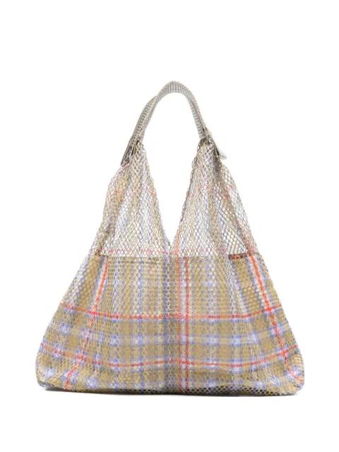 plaid net tote bag by EPICE