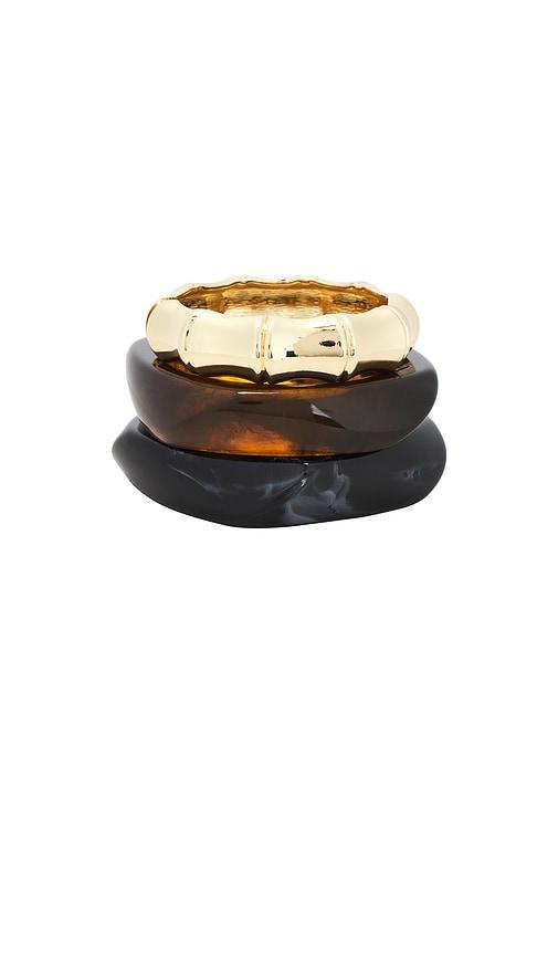 Epifene Resin & Gold Bangles Set Of 3 in Brown by EPIFENE