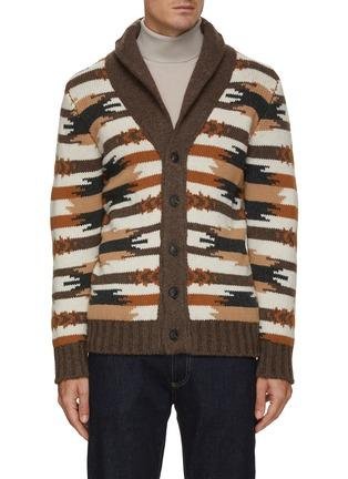 Shawl Intarsia Knit Cardigan by EQUIL