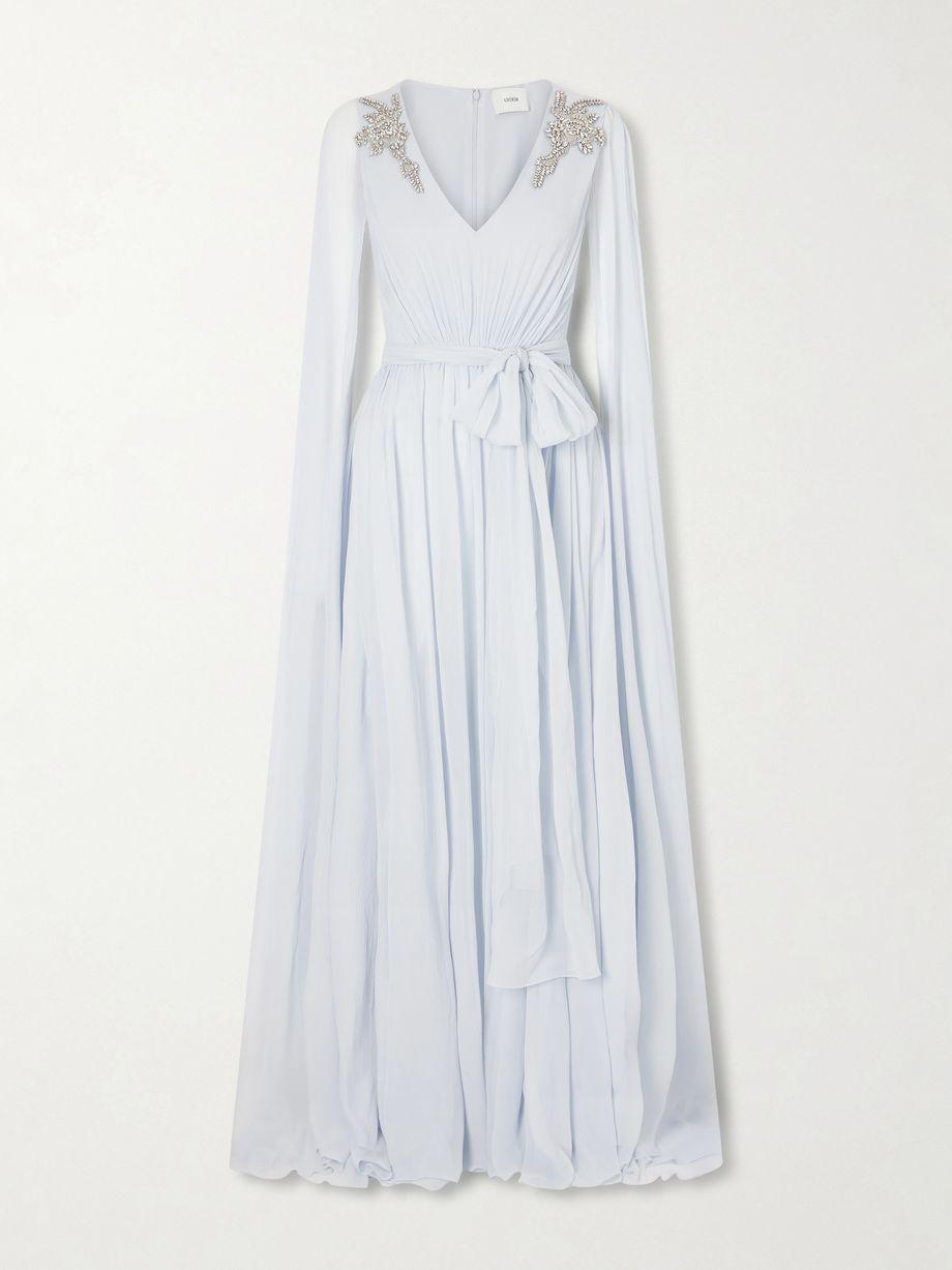 Belted cape-effect crystal-embroidered silk-crepon gown by ERDEM