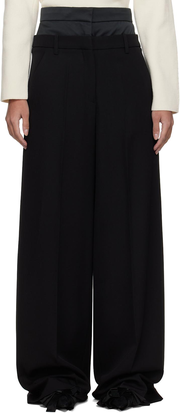 Black Wide Leg Trousers by ERDEM
