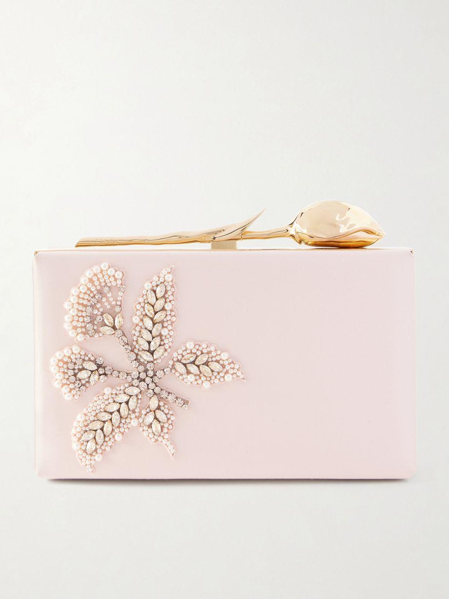 Bloom crystal-embellished satin clutch by ERDEM