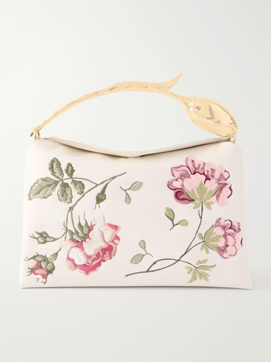 Bloom embroidered leather clutch bag by ERDEM