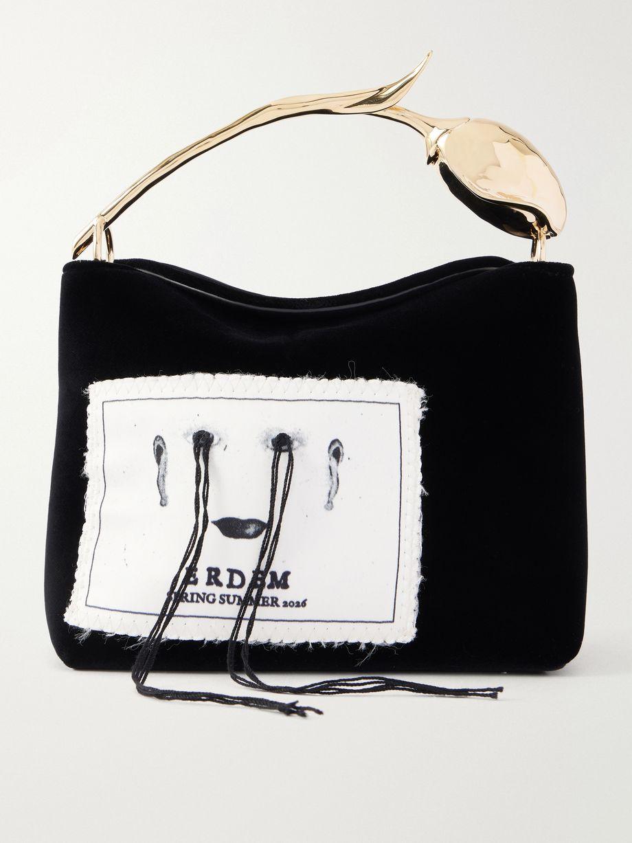 Bloom mini appliquéd velvet clutch bag by ERDEM