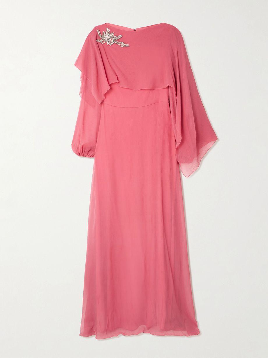 Cape-effect asymmetric embellished silk-crepon gown by ERDEM