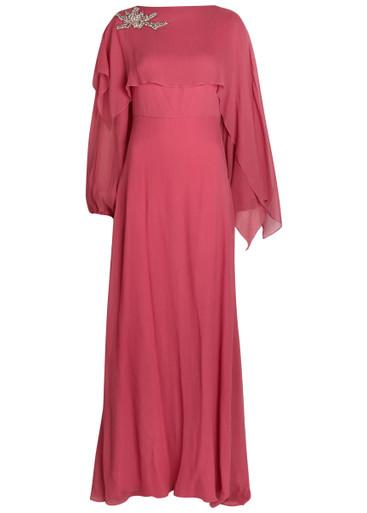 Cape-effect silk-georgette maxi dress by ERDEM