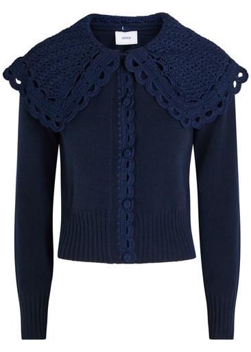 Crochet collar wool-blend cardigan by ERDEM