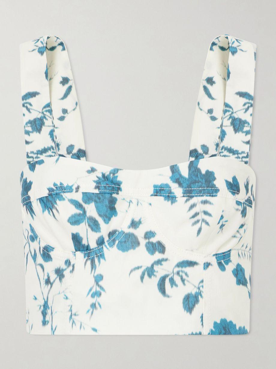 Crop floral-print cotton and linen-blend top by ERDEM