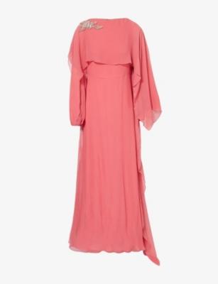 Crystal-Embellished Draped Silk Maxi Dress by ERDEM
